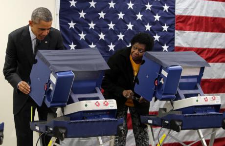 Obama votes for himself