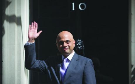 Business secretary Sajid Javid standing outside 10 Downing Street