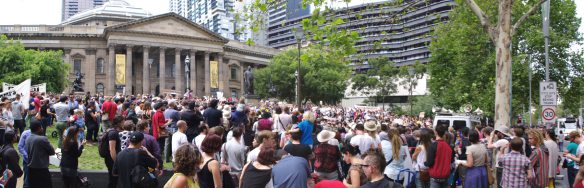 Overview of rally at State Library