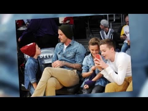 David Beckham Takes His Sons to the Lakers Game - Splash News