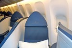 Delta Air Lines 777-200LR Business Elite Contour seats in herringbone layout. Business Elite is Delta's international business class, available on the Boeing 767-300ER, 777-200ER, 777-200LR, 767-400ER, and select 757-200 aircraft.