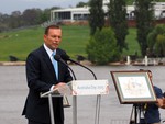 File - Australian Prime Minister Tony Abbott speaking at the 2015 National Flag Raising and Citizenship Ceremony, 26 January, 2015.