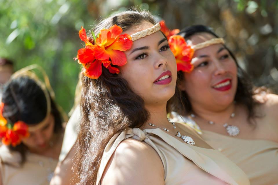 Uno Hit's MaryAnne and Jenise wait for show time at the Chamorro Cultural Fest.