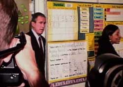 President Bush enters Sandra Kay Daniels’ classroom.