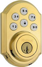 Kwikset 909 SmartCode Electronic Deadbolt featuring SmartKey in Lifetime Polished Brass