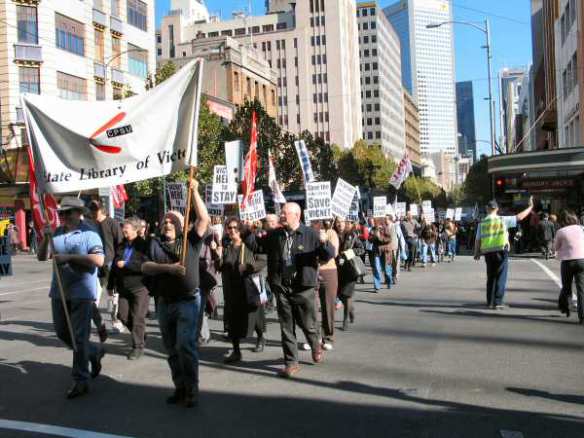 State Library CPSU members with banner