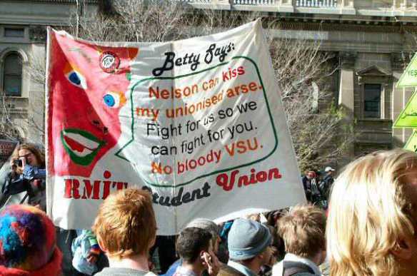 RMIT banner at State Library: