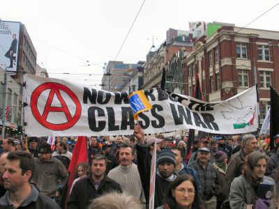 Anarchist banner - No War but the Class War