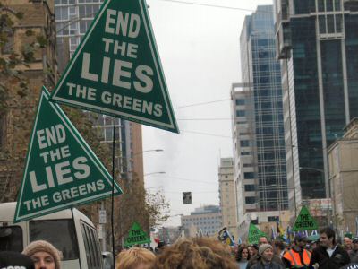 Green triangles - End the Lies