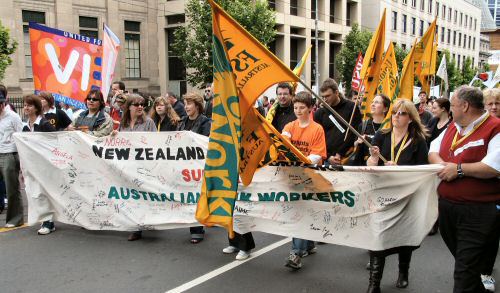 NZ bank workers' banner