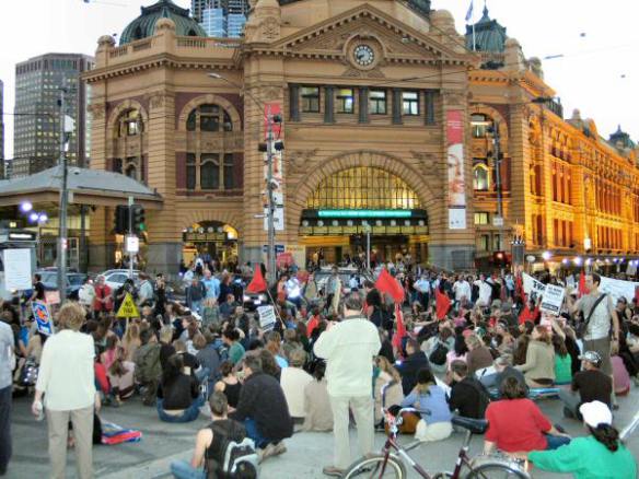 Occupying the Flinders/Swanston intersection