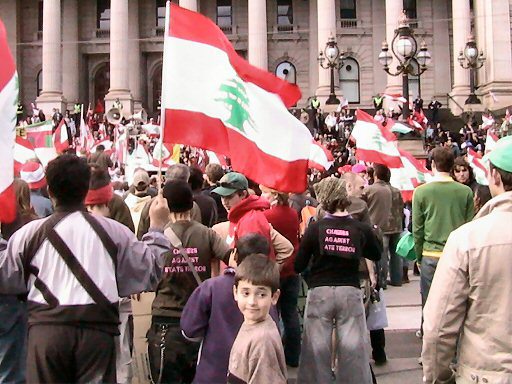 T-shirts in crowd - Queers against state terror