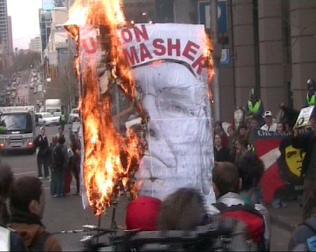 Howard effigy in flames