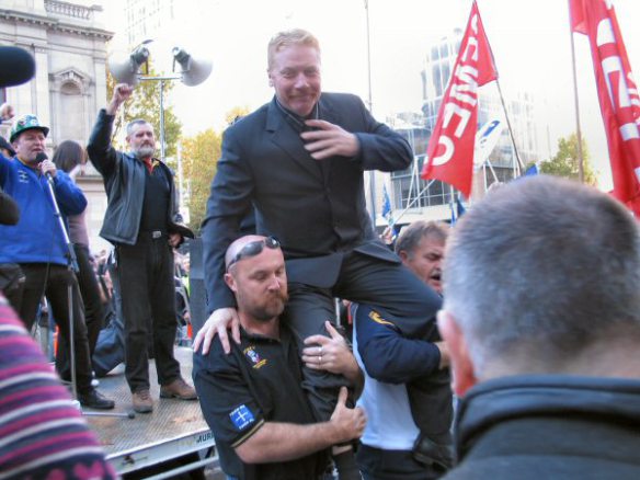 Craig on shoulders of supporters