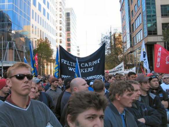 Feltex banner in crowd