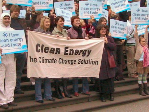 Clean Energy banner at Parliament House