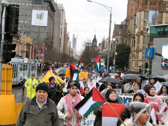 View of march in Swanston Street