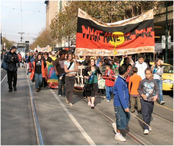 March setting off led my Collingwood School banner