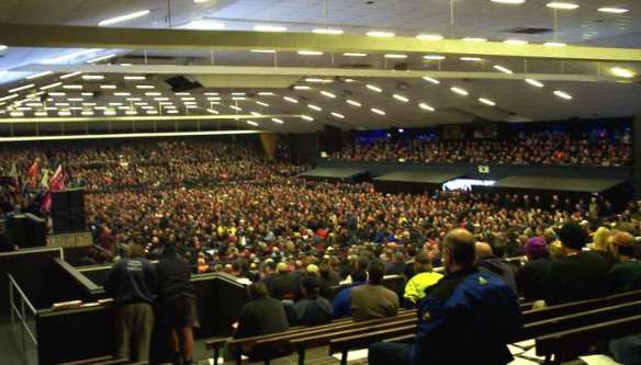 View over packed hall