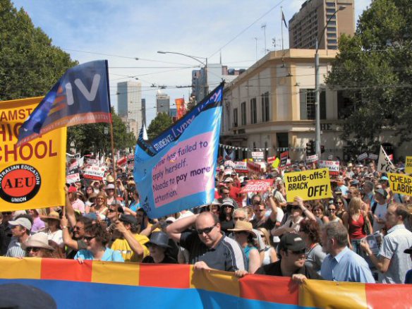 Teachers massed at Parliament House