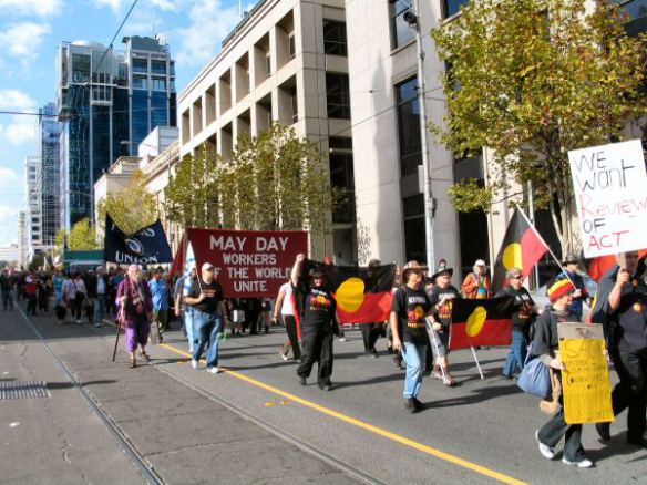 Aboriginal flags in the march