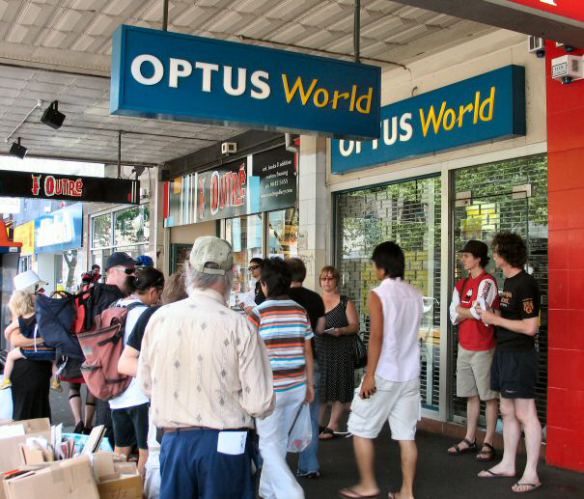 Outside the Optus World store (closed)