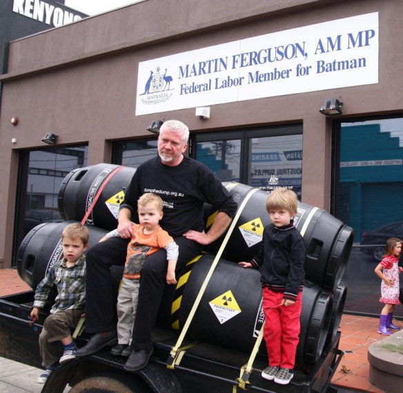 Dave Sweeney and children pose on trailor