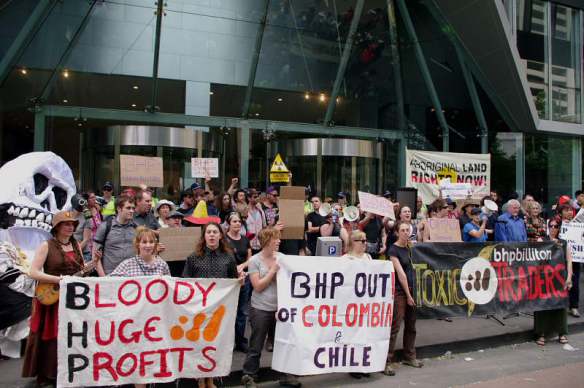 Another view of banners at end of protest