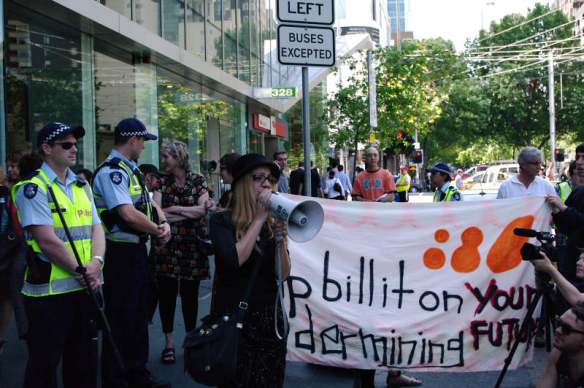 Susannah addressing the protest