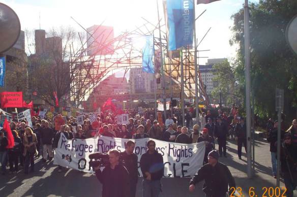 The crowd blocks Prince's Bridge