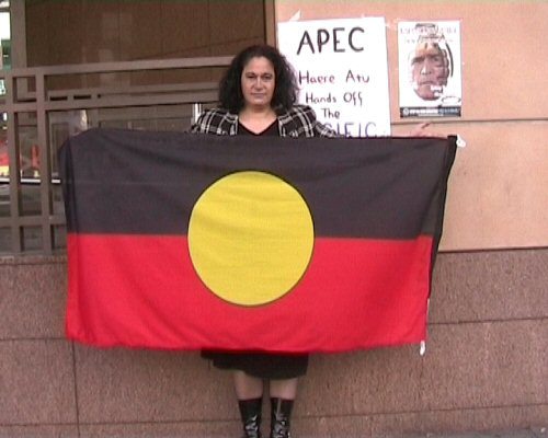 Protester with Aboriginal Flag