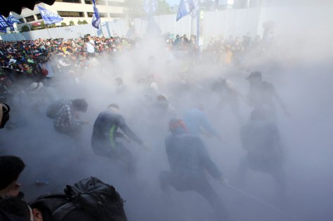 May Day clashes in Seoul, 2015.
