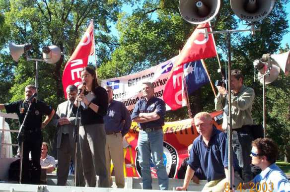 Kerry Nettle addressing the rally