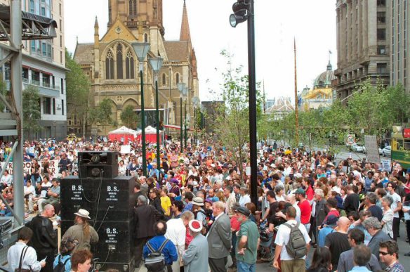 Overlooking crowd at City Centre