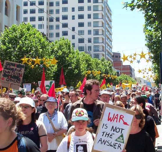 Placard - War is not the Answer- and t-shirt - Lock up Ruddock 