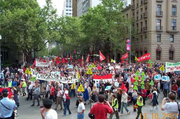 The march turns from Collins into Spring   Street