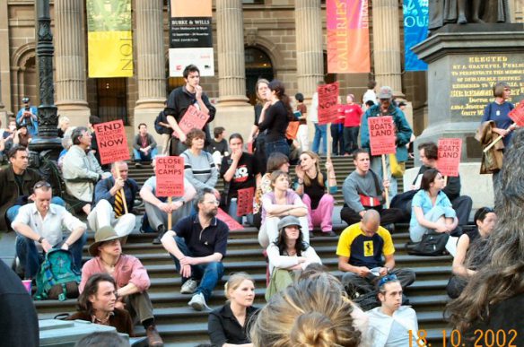 Education sector workers in the crowd