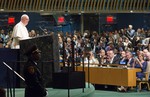 Pope Francis addresses the General Assembly during his visit to United Nations headquarters, 25 September, 2015.