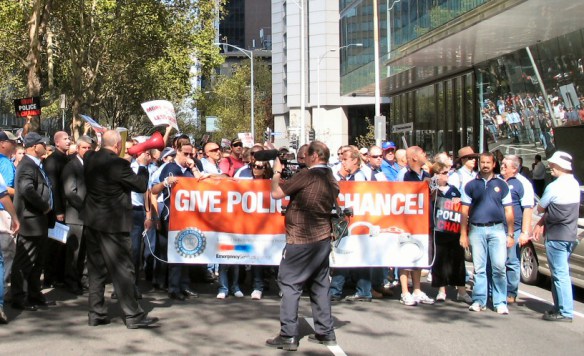 Outside the Justice Department - chanting