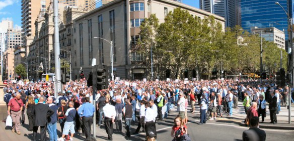 View over rally at Parliament House