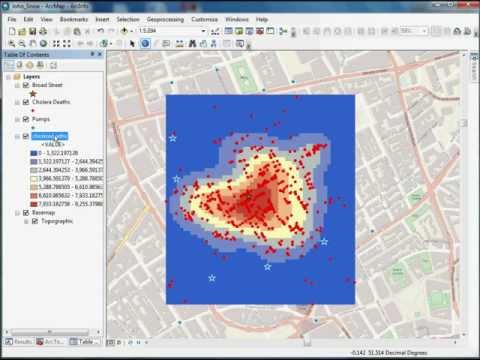 GIS Spatial Analyst Tutorial using John Snow's Cholera Data