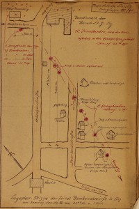 Lageplan-Skizze der alliierten Bombenabwürfe in Linz am 24.8.1940