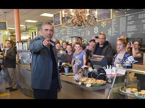 US President Barack Obama buys all the cinnamon buns at Alaska cafe