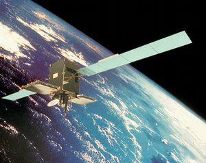  Handout photo showing an artist impression of the Italian SICRAL satellite, which was launched into orbit on the Ariane-4 rocket from the European Space Agency base in Kourou, French Guyana, late Wednesday, Feb. 7, 2001. The SICRAL satellite is the first