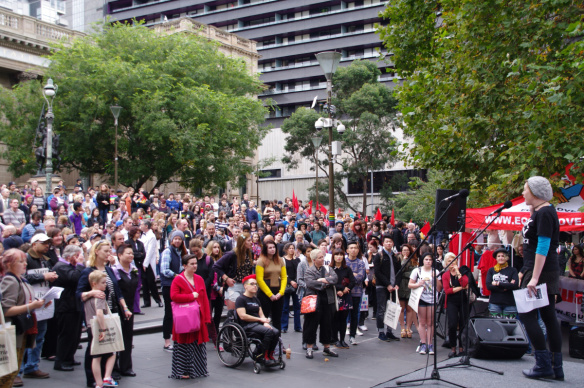 Naomi Farmer addressing the rally