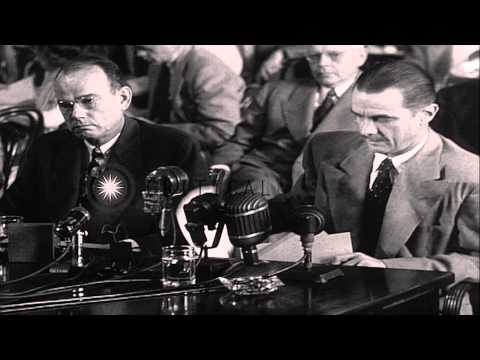 Ralph Brewster and Howard Hughes speak during the investigation of 40 million in ...HD Stock Footage