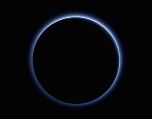 The first color images of Pluto’s atmospheric hazes, returned by NASA’s New Horizons spacecraft, reveal that the hazes are blue. “Who would have expected a blue sky in the Kuiper Belt? It’s gorgeous,” said Alan Stern, New Horizons principal investigator from Southwest Research Institute (SwRI), Boulder, Colorado, 8 October, 2015.