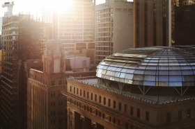 The icing on the cake: a two-floor stainless steel canopy has been added to 50 Martin Place.