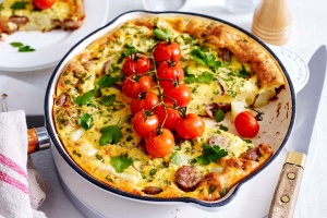 Sausage, onion and potato tortilla