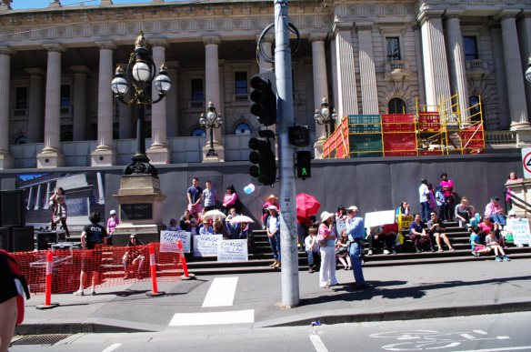 The Pro-Life side of the steps before arrival of march